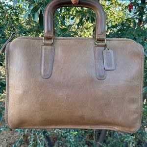 Vintage COACH Putty Slim Satchel / Handle clutch bag NYC Glue in 1970’s Cashin